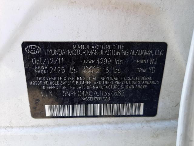 Photo 10 from auction – 2012 HYUNDAI SONATA SE with VIN 5NPEC4AC7CH394682