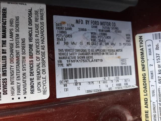 Photo 10 from auction – 2007 FORD EXPEDITION with VIN 1FMFK175X7LA19719