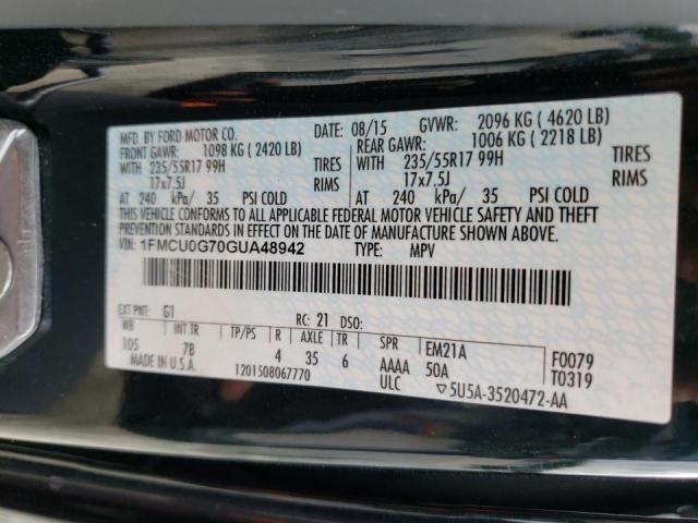 Photo 10 from auction – 2016 FORD ESCAPE SE with VIN 1FMCU0G70GUA48942