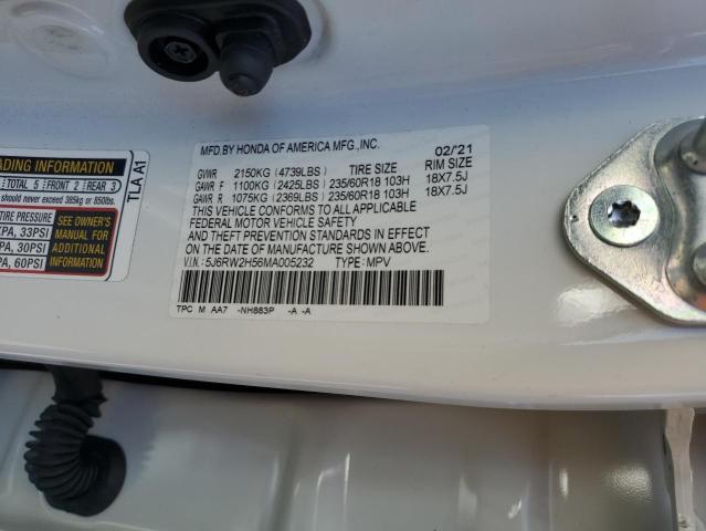 Photo 10 from auction – 2021 HONDA CR-V EX with VIN 5J6RW2H56MA005232