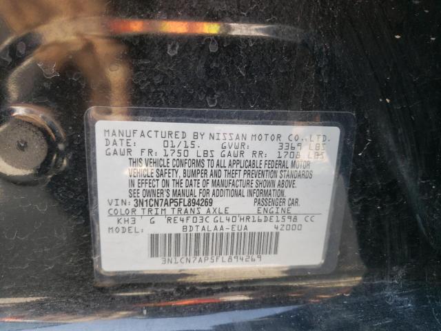 Photo 10 from auction – 2015 NISSAN VERSA S with VIN 3N1CN7AP5FL894269