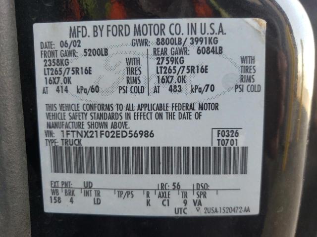 Photo 10 from auction – 2002 FORD F250 SUPER with VIN 1FTNX21F02ED56986
