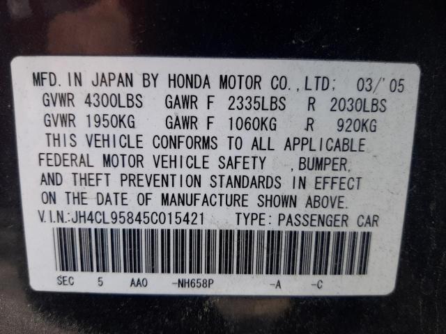 Photo 10 from auction – 2005 ACURA TSX with VIN JH4CL95845C015421