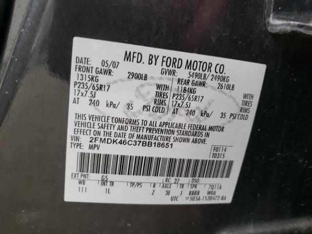Photo 10 from auction – 2007 FORD EDGE SE with VIN 2FMDK46C37BB18651