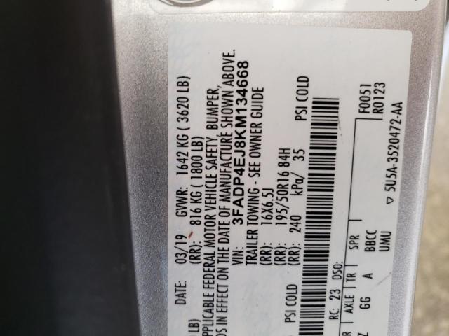 Photo 10 from auction – 2019 FORD FIESTA SE with VIN 3FADP4EJ8KM134668