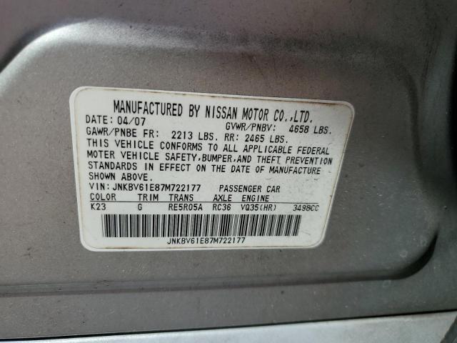 Photo 10 from auction – 2007 INFINITI G35 with VIN JNKBV61E87M722177