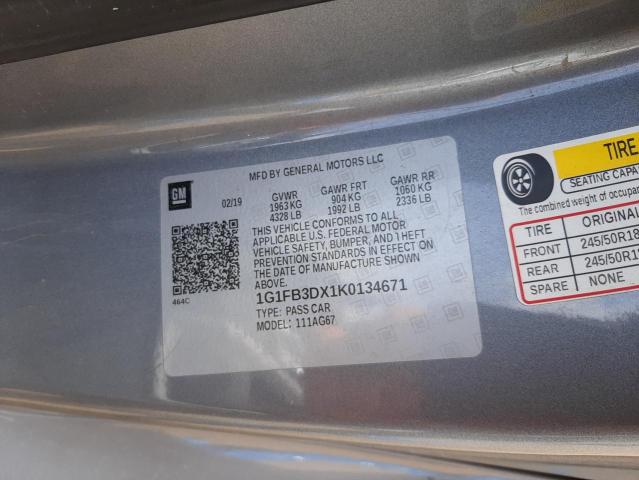 Photo 10 from auction – 2019 CHEVROLET CAMARO LS with VIN 1G1FB3DX1K0134671