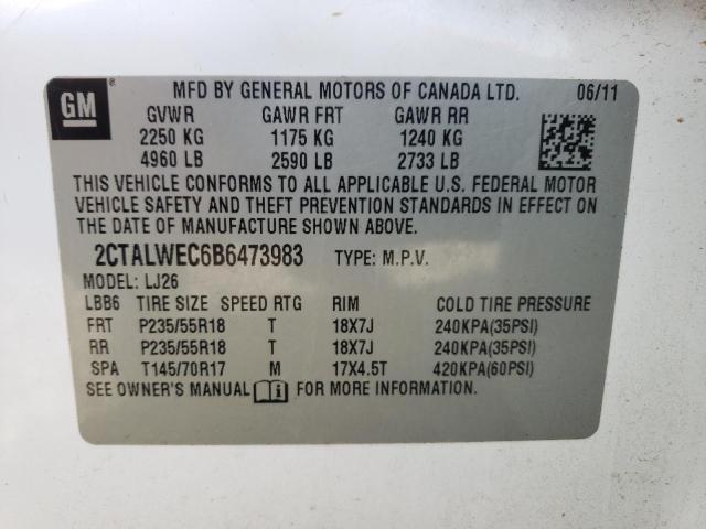 Photo 10 from auction – 2011 GMC TERRAIN SL with VIN 2CTALWEC6B6473983