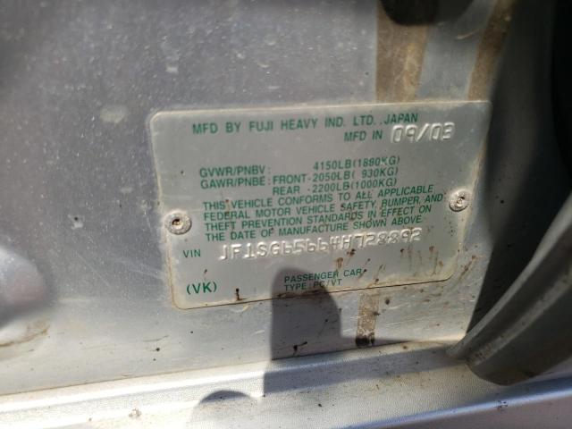 Photo 10 from auction – 2004 SUBARU FORESTER 2 with VIN JF1SG65664H728892