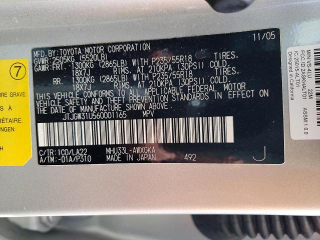Photo 10 from auction – 2006 LEXUS RX 400 with VIN JTJGW31U560001165