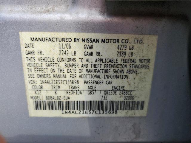 Photo 10 from auction – 2007 NISSAN ALTIMA 2.5 with VIN 1N4AL21E57C135698