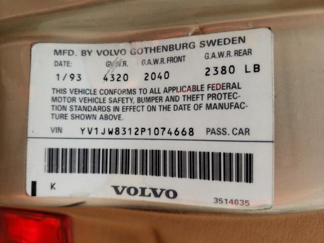 Photo 10 from auction – 1993 VOLVO 940 with VIN YV1JW8312P1074668