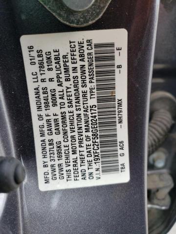 Photo 10 from auction – 2016 HONDA CIVIC LX with VIN 19XFC2F58GE024175