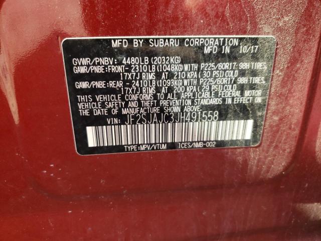 Photo 10 from auction – 2018 SUBARU FORESTER 2 with VIN JF2SJAJC3JH491558