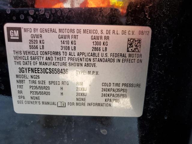 Photo 10 from auction – 2012 CADILLAC SRX PERFOR with VIN 3GYFNEE30CS658436