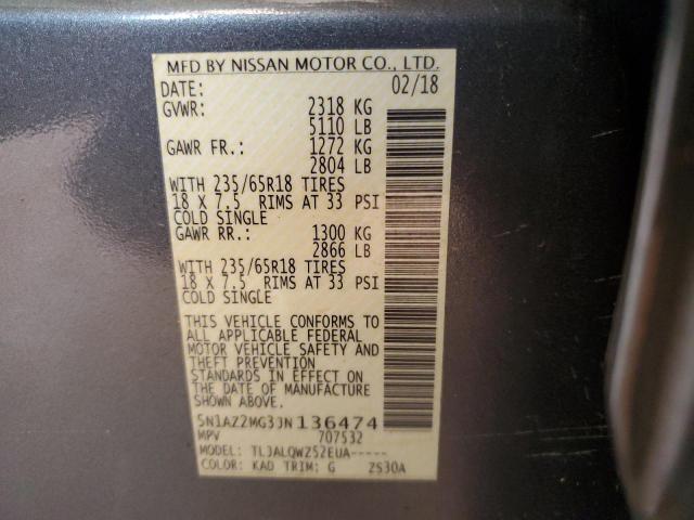 Photo 10 from auction – 2018 NISSAN MURANO with VIN 5N1AZ2MG3JN136474