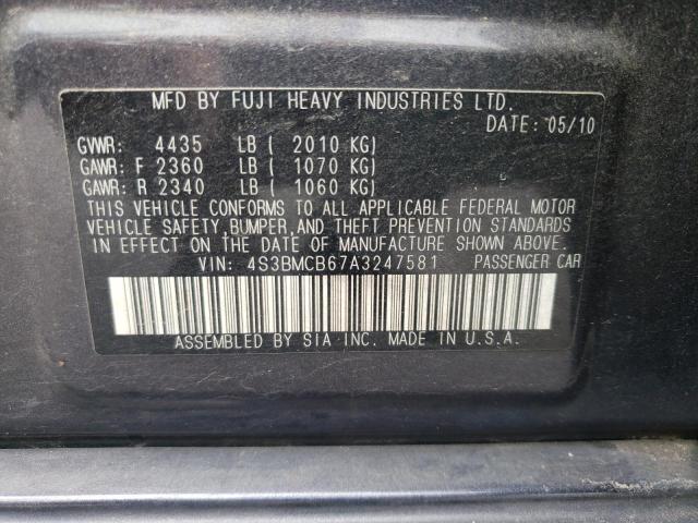 Photo 10 from auction – 2010 SUBARU LEGACY 2.5 with VIN 4S3BMCB67A3247581