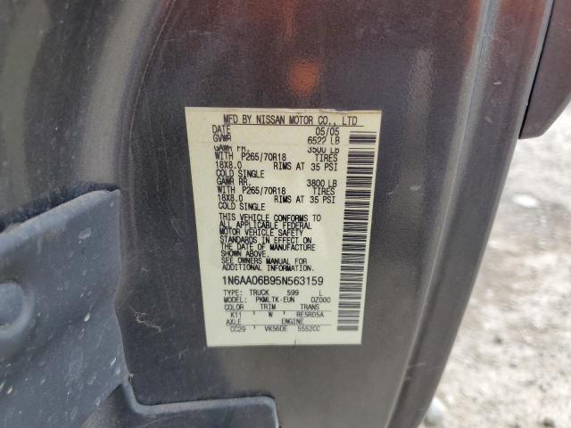 Photo 10 from auction – 2005 NISSAN TITAN XE with VIN 1N6AA06B95N563159