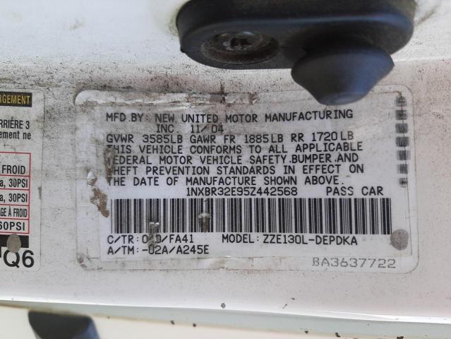 Photo 10 from auction – 2005 TOYOTA COROLLA CE with VIN 1NXBR32E95Z442568