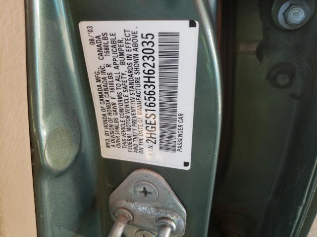 Photo 10 from auction – 2003 HONDA CIVIC LX with VIN 2HGES16563H623035