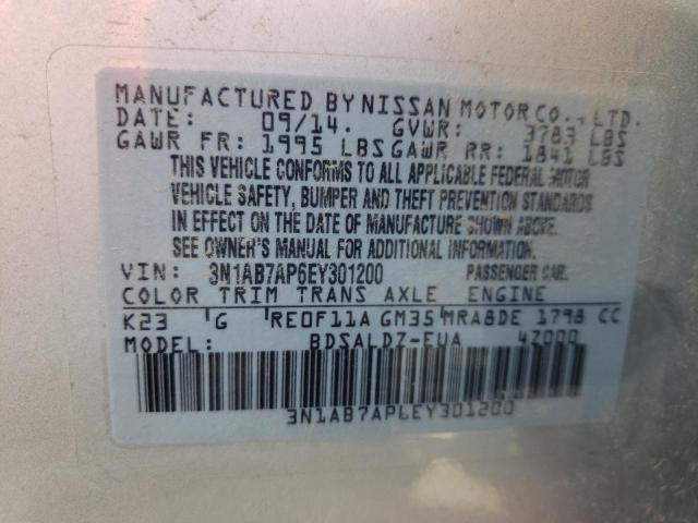 Photo 10 from auction – 2014 NISSAN SENTRA S with VIN 3N1AB7AP6EY301200