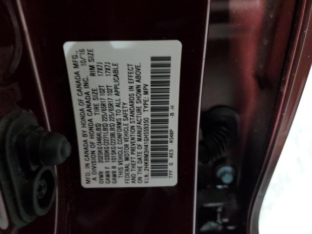 Photo 10 from auction – 2016 HONDA CR-V SE with VIN 2HKRM3H41GH559350