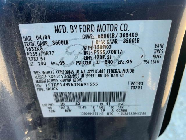 Photo 10 from auction – 2004 FORD F150 with VIN 1FTRF14W64NB91555