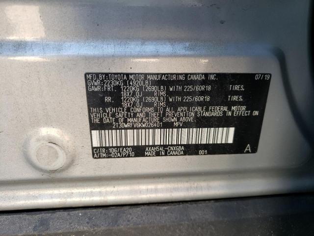 Photo 10 from auction – 2019 TOYOTA RAV4 LIMIT with VIN 2T3DWRFV6KW026401