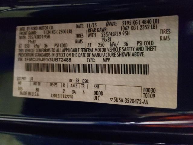 Photo 10 from auction – 2016 FORD ESCAPE TIT with VIN 1FMCU9J91GUB72488