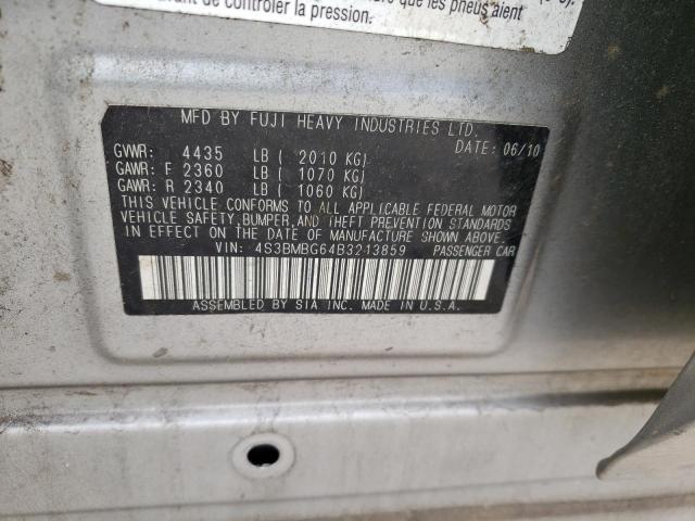 Photo 10 from auction – 2011 SUBARU LEGACY 2.5 with VIN 4S3BMBG64B3213859