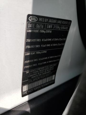 Photo 10 from auction – 2016 LAND ROVER RANGE ROVE with VIN SALWR2KFXGA103727