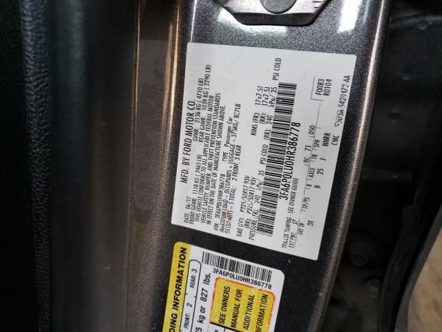 Photo 10 from auction – 2017 FORD FUSION SE with VIN 3FA6P0LU0HR386778