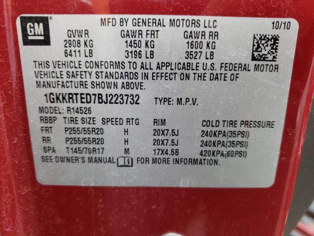 Photo 10 from auction – 2011 GMC ACADIA DEN with VIN 1GKKRTED7BJ223732