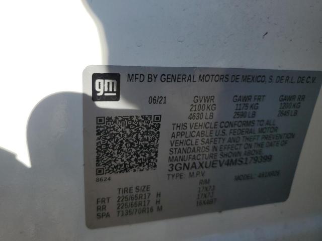 Photo 10 from auction – 2021 CHEVROLET EQUINOX LT with VIN 3GNAXUEV4MS179399