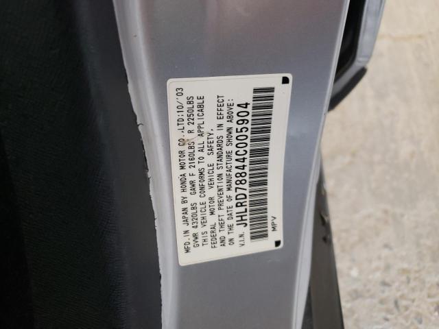 Photo 10 from auction – 2004 HONDA CR-V EX with VIN JHLRD78844C005904