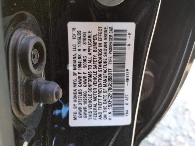 Photo 10 from auction – 2016 HONDA CIVIC EX with VIN 19XFC2F76GE098017