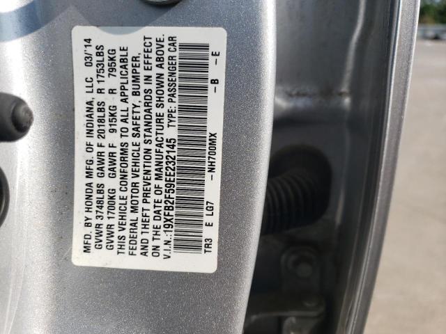 Photo 10 from auction – 2014 HONDA CIVIC LX with VIN 19XFB2F59EE232145