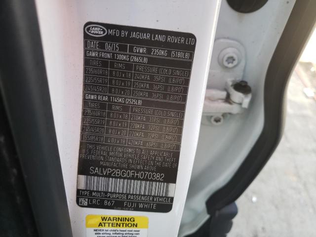 Photo 10 from auction – 2015 LAND ROVER RANGE ROVE with VIN SALVP2BG0FH070382