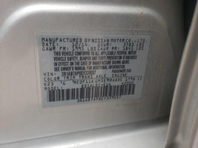 Photo 10 from auction – 2014 NISSAN SENTRA S with VIN 3N1AB7AP8EY339057