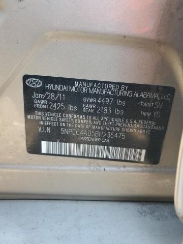 Photo 10 from auction – 2011 HYUNDAI SONATA SE with VIN 5NPEC4AB5BH236475
