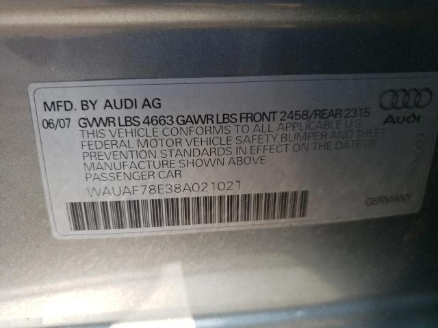 Photo 10 from auction – 2008 AUDI A4 2.0T with VIN WAUAF78E38A021021