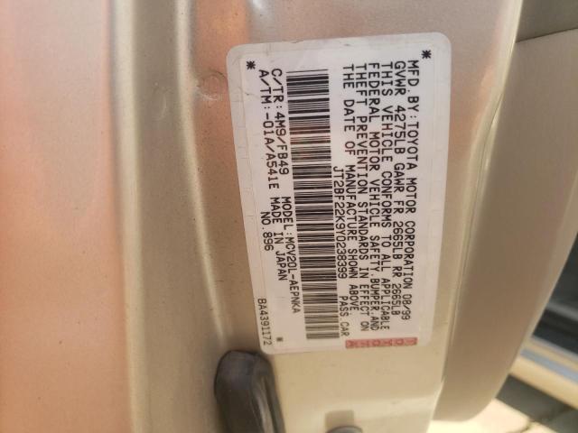 Photo 10 from auction – 2000 TOYOTA CAMRY CE with VIN JT2BF22K9Y0238399
