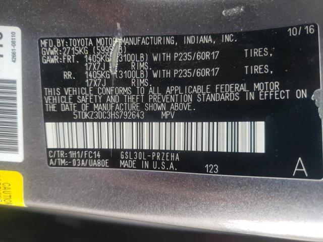 Photo 10 from auction – 2017 TOYOTA SIENNA LE with VIN 5TDKZ3DC3HS792643