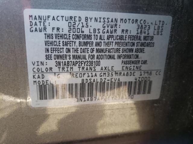 Photo 10 from auction – 2015 NISSAN SENTRA with VIN 3N1AB7AP2FY238100