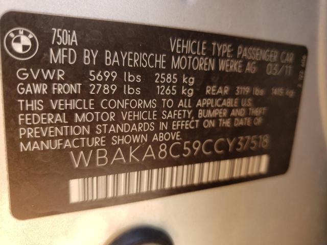 Photo 10 from auction – 2012 BMW 750 I with VIN WBAKA8C59CCY37518