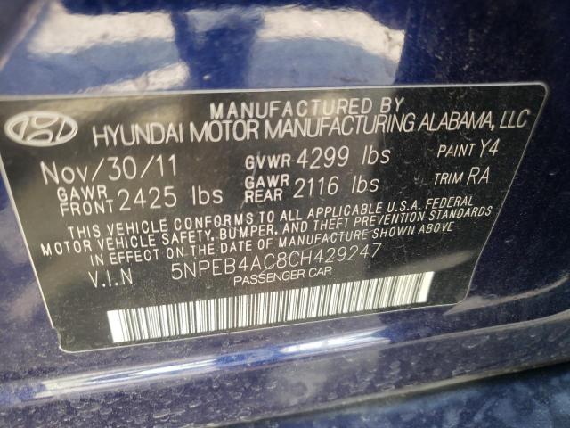 Photo 10 from auction – 2012 HYUNDAI SONATA GLS with VIN 5NPEB4AC8CH429247