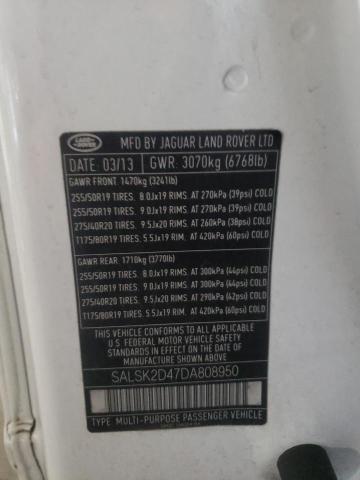 Photo 10 from auction – 2013 LAND ROVER RANGE ROVE with VIN SALSK2D47DA808950