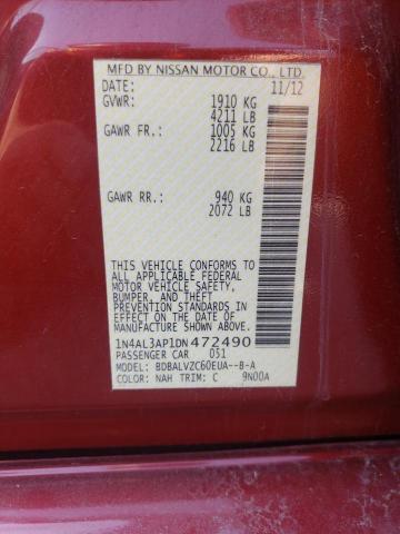 Photo 10 from auction – 2013 NISSAN ALTIMA 2.5 with VIN 1N4AL3AP1DN472490