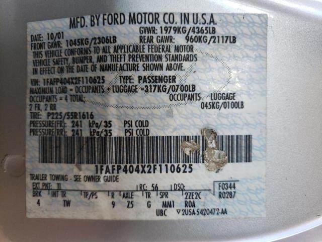 Фото 10 с аукциона – 2002 FORD MUSTANG с VIN 1FAFP404X2F110625