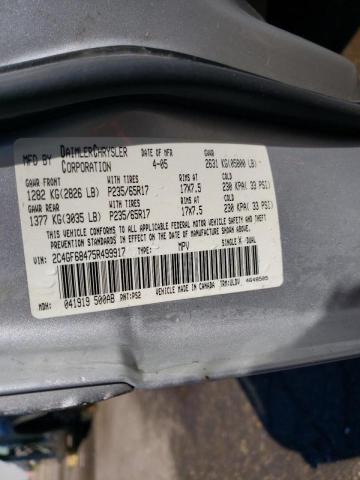 Photo 10 from auction – 2005 CHRYSLER PACIFICA T with VIN 2C4GF68475R499917